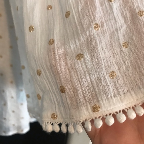 Boden white gauze gold polka dot shirt size 10 US. - Picture 3 of 4